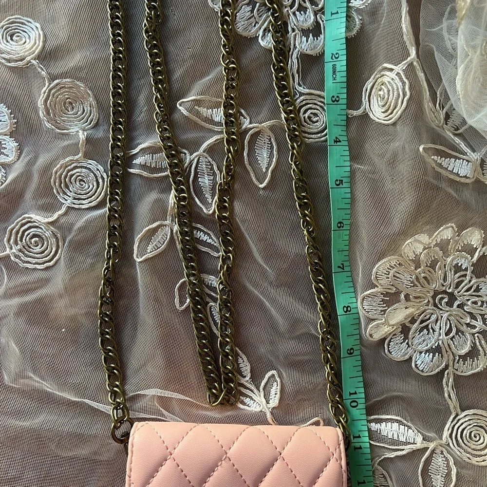 Elegant Pink Quilted Crossbody Passport and iPhone Case w/Chain Strap